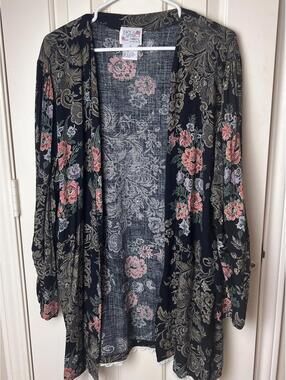 Lacy After Noon By Shell Kepler Women's M Vintage Black Floral Cardigan Romantic